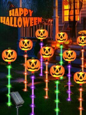 12 Pack Solar Pumpkin Lights Outdoor Waterproof for Halloween Decorations